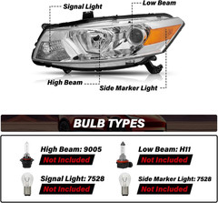 BRYGHT Headlight Assembly Replacement for 2008-2012 Honda Accord Coupe 2-Door OE