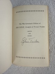SIGNED 1965 Zeb Vance: Champion Personal Freedom, NC Civil War Governor HC/DJ