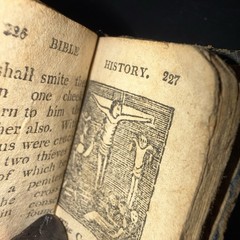 1820 1st Edition Lansingburgh, NY Miniature Leather “Thumb Bible” Illustrations