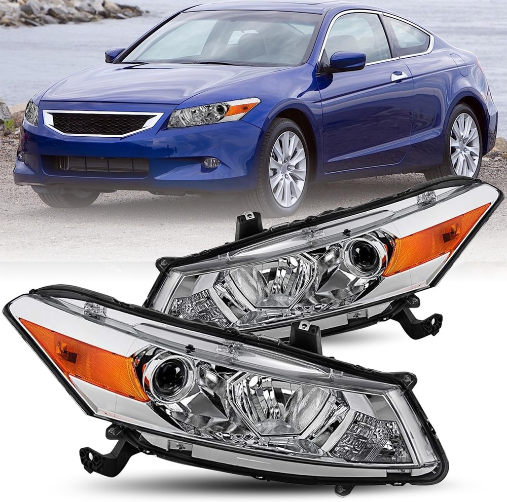Projector Headlight Assembly W/Bulbs for 2008-2012 Honda Accord Coupe 2-Door Hal
