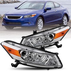 Projector Headlight Assembly W/Bulbs for 2008-2012 Honda Accord Coupe 2-Door Hal