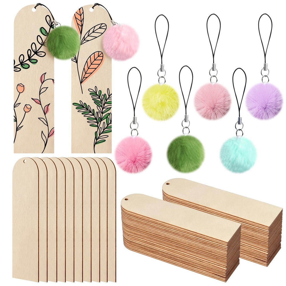 SBYURE 30 Pcs Wooden Bookmark,5.7×1.5 in Blank Bookmarks to Decorate Wood