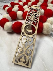 Wooden Bookmark Deer Design 5×1.5in Floral Pattern Natural Wood Gift for Readers