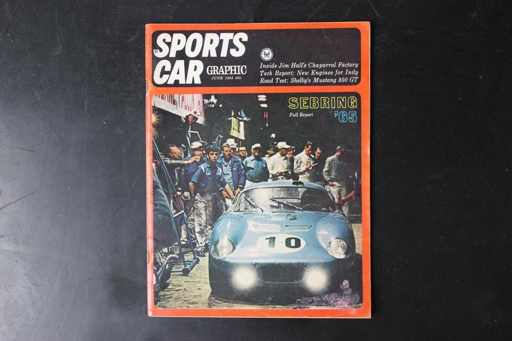 SPORTS CAR GRAPHIC June 1965 Sebring ’65 Race Car Mustang 350 GT Magazine