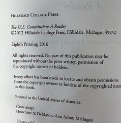 U. S. Constitution : A Reader by Hillsdale College Politics Faculty 2012, PB