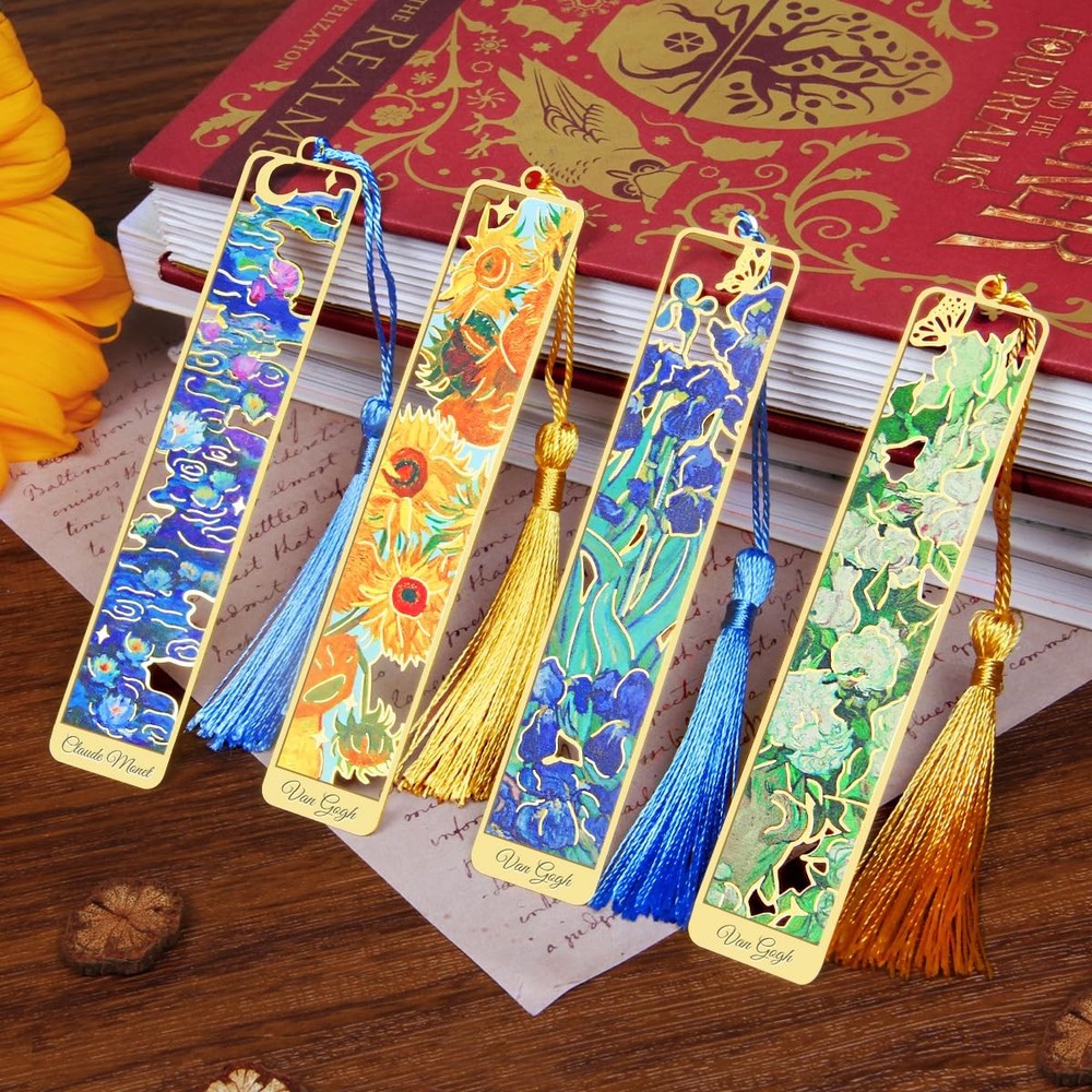 Kinsound Metal Bookmarks with Tassel, Golden Van Gogh 4.25″ x 0.86″, Gold