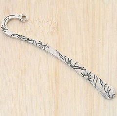 3pcs 81.5×5.5mm,hoop:2mm antiqued silver two sides pattern charm bookmark G0773