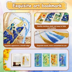 Kinsound Metal Bookmarks with Tassel, Golden Van Gogh 4.25″ x 0.86″, Gold