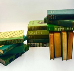 Vintage Book Lot of 5 GREEN Old Antiquarian Rare Decoration Hardcover Books
