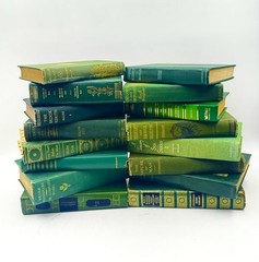 Vintage Book Lot of 5 GREEN Old Antiquarian Rare Decoration Hardcover Books
