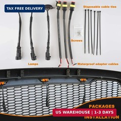 Boigoo Front Grill Lights Compatible with Ford F-150 Raptor Style & Dodge Ram 15