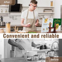 Wooden Cookbook Stand 8.8in Recipe Book Holder Kitchen Counter Stand Rustic