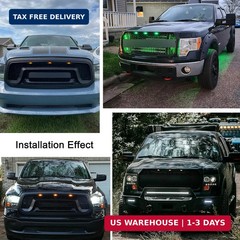 Boigoo Front Grill Lights Compatible with Ford F-150 Raptor Style & Dodge Ram 15