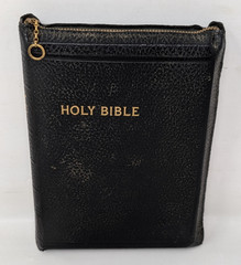 Vintage American Bible Society Holy Bible Leather Zip Zipper Maps 1961 50s 60s