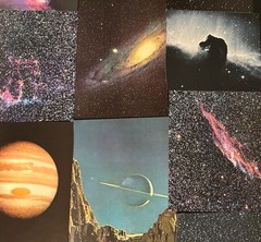 Collaging Lot of 30 Single Book Pages Celestial Space Planets Collage Astronomy