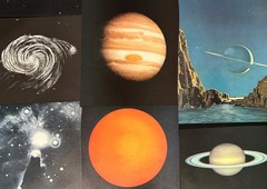 Collaging Lot of 30 Single Book Pages Celestial Space Planets Collage Astronomy