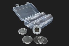 50PCS*40mm Coin Capsules Round Plastic Coin Holder White gaskets with Case Box🔥