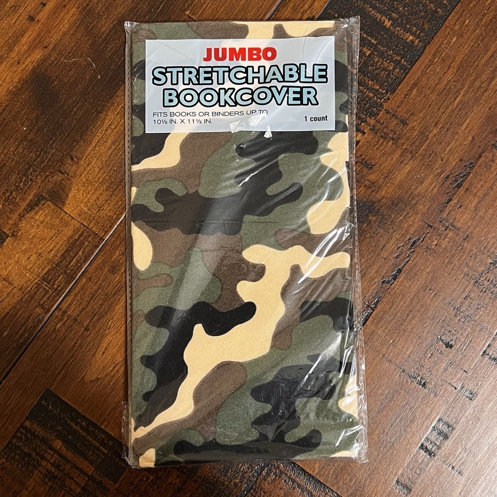 Jumbo Stretchable Fabric Military Camo Bookcover – Books Binders 10.5×11.5 In