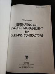 Estimating And Project Management For Building Contractors By M. Kitchens 1996