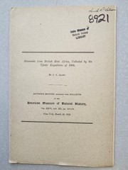 Mammals of British East Africa J. A. Allen American Museum Natural History 1909!