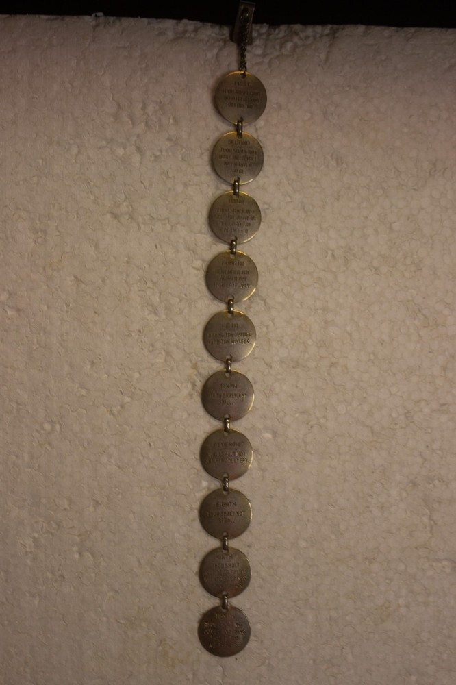 Ten Commandments Bookmark Vintage Metal Chain 11 Inches