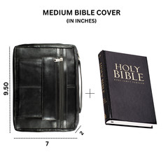 Genuine Leather Religious Book Bible Cover Organizer Zippered Case with Handle