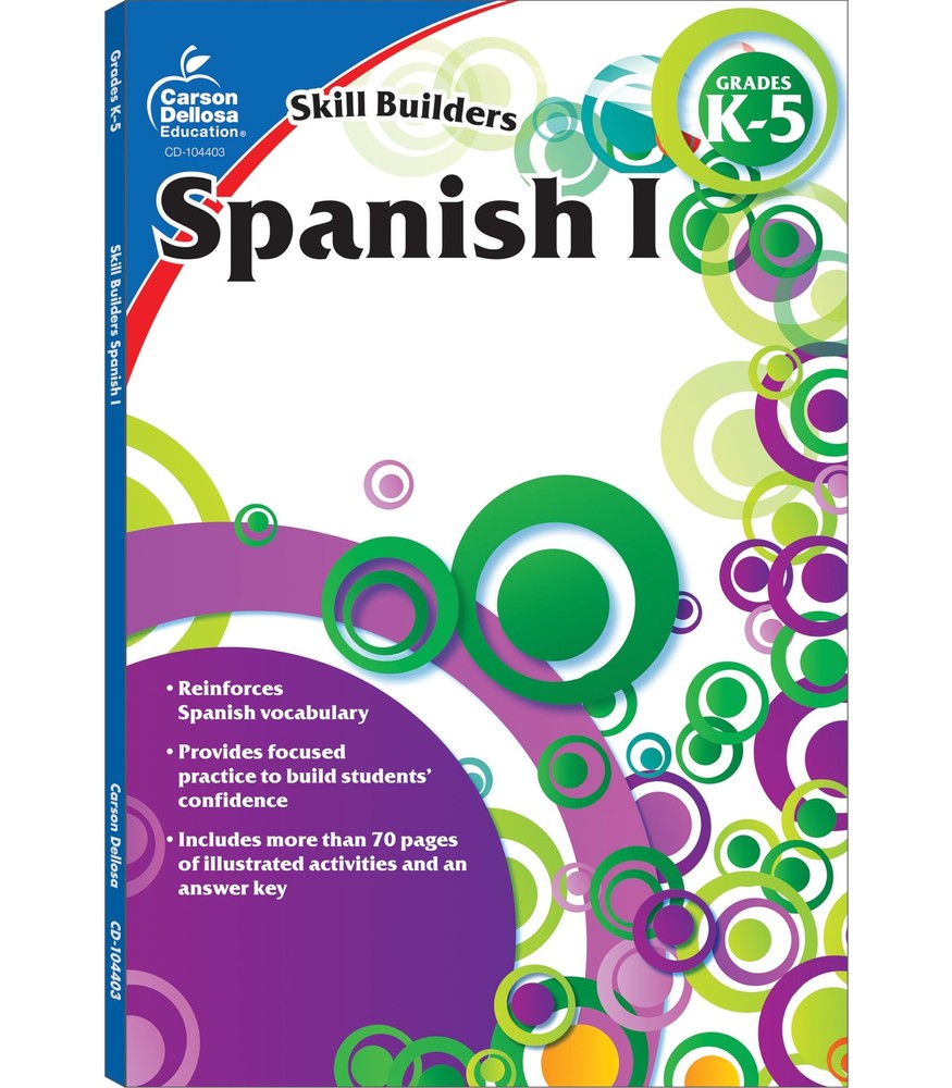 Carson Dellosa Skill Builders K-5 Spanish Workbook, Alphabet, Vocabulary, Si…