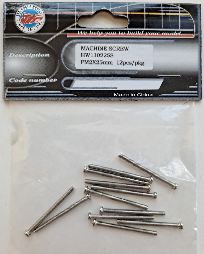 The World Models 2x25mm Pan Head Machine Screw (12 pcs) HW110225S