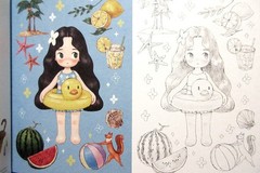 Little Forest Girl’s Coloring Postcard Book /Japanese Anime Illustrations Art