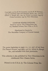 D H Lawrence: Selected Poems (A Viking Compass Book) – Paperback – VG 1959 $0.95