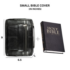 Genuine Leather Religious Book Bible Cover Organizer Zippered Case with Handle