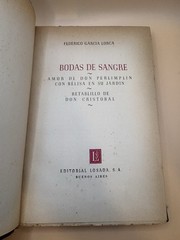 García Lorca Bodas de Sangre 1938 Editorial Losada Buenos Aires First Edition
