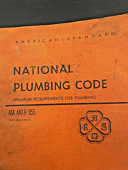 VTG 1955 National Plumbing Code Book ASA A40.8-1955 SC 174 Pages Illustrated