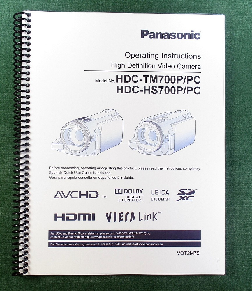 Panasonic HDC-HS700P TM700P Instruction Manual: 168 Pages & Clear Covers!