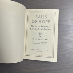 1973 FIRST AMERICAN EDITION SAILS OF HOPE SIMON WIESENTHAL Ex Library Acceptable