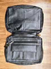 Genuine Leather Religious Book Bible Cover Organizer Zippered Case with Handle