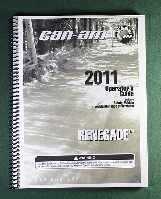 2011 Can-Am Renegade 800R Xxc Owner’s Manual: 164 Pages & Protective Covers