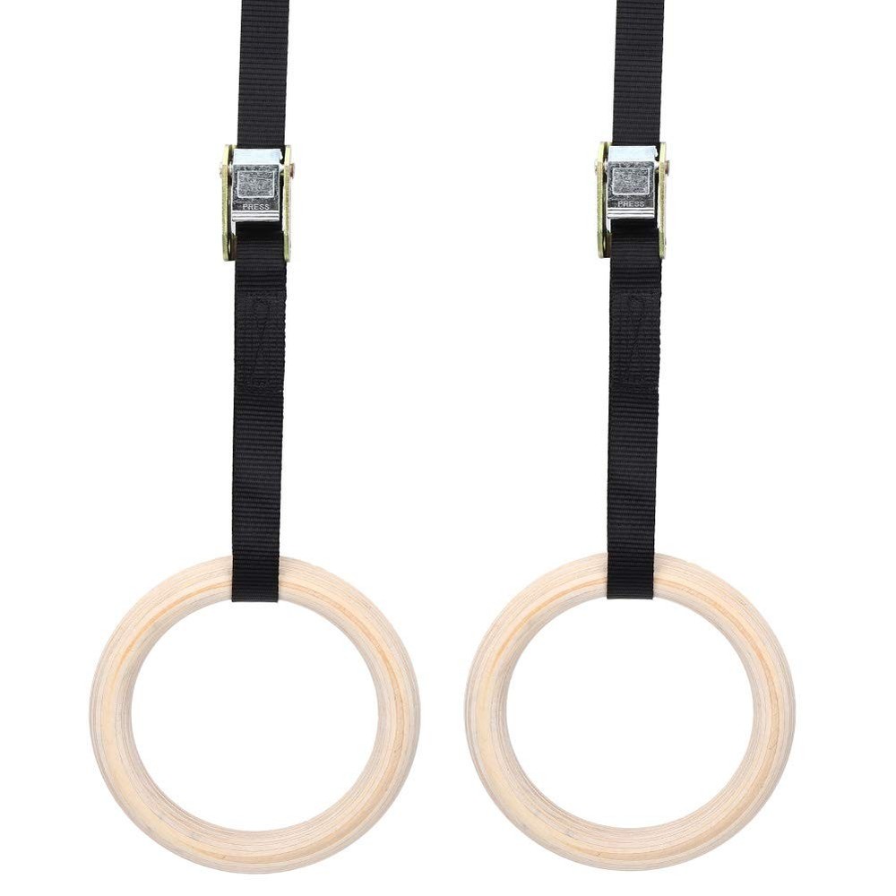Topyond Wood Gymnastic Rings with Adjustable Straps, Olympic 25mm for…