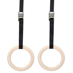 Topyond Wood Gymnastic Rings with Adjustable Straps, Olympic 25mm for…