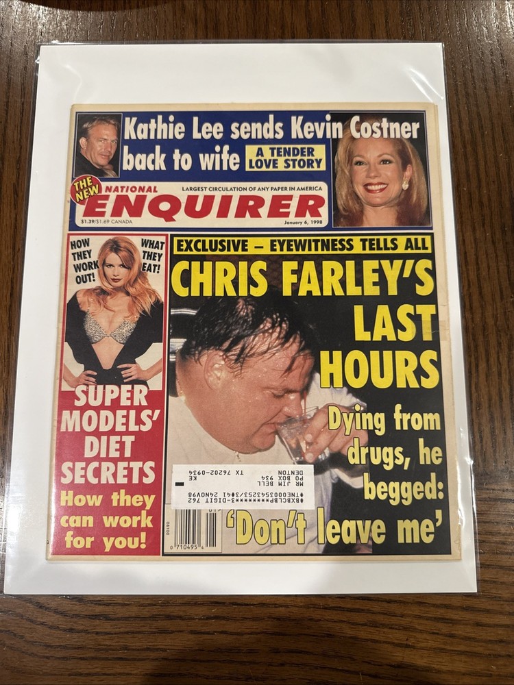 National Enquirer Jan 6 1998 Chris Farleys Last Hours Bagged And Boarded!!!