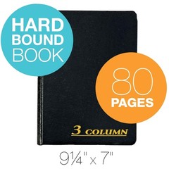 3-Column Black Account Journal, 80 Pages