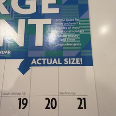 Large Print 2026 12 X 24 Inch (Hanging) Monthly Square Wall Calendar Matte Paper