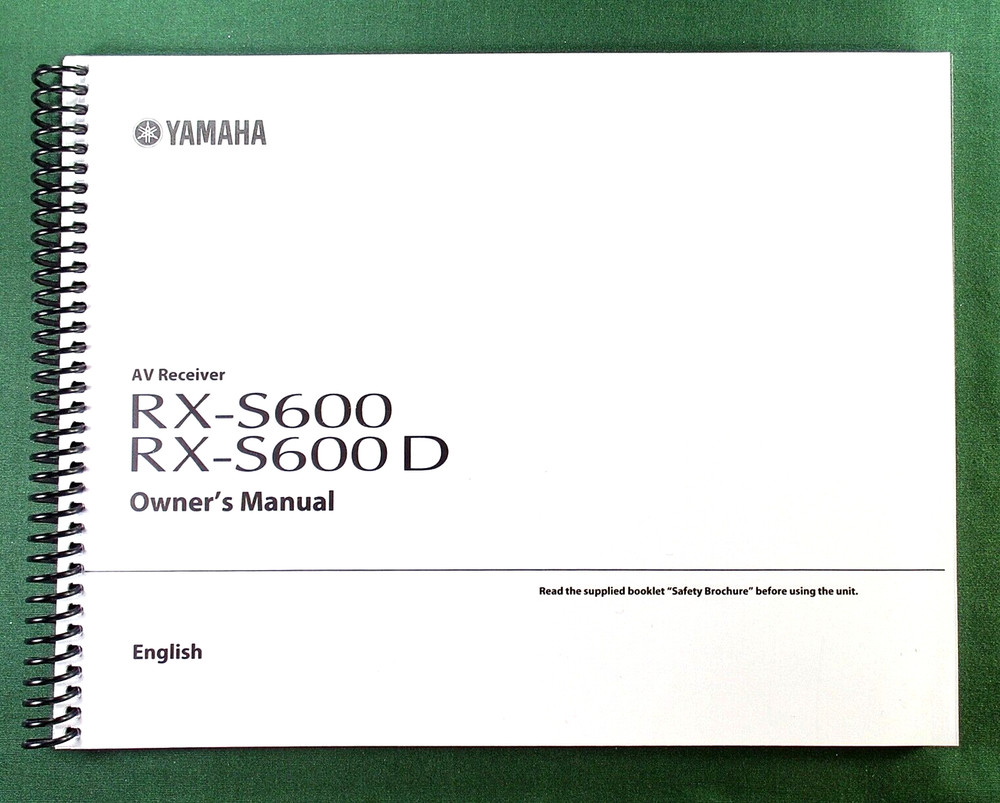 Yamaha RX-S600D Instruction Manual: Full Color 123 Pages & Protective Covers!