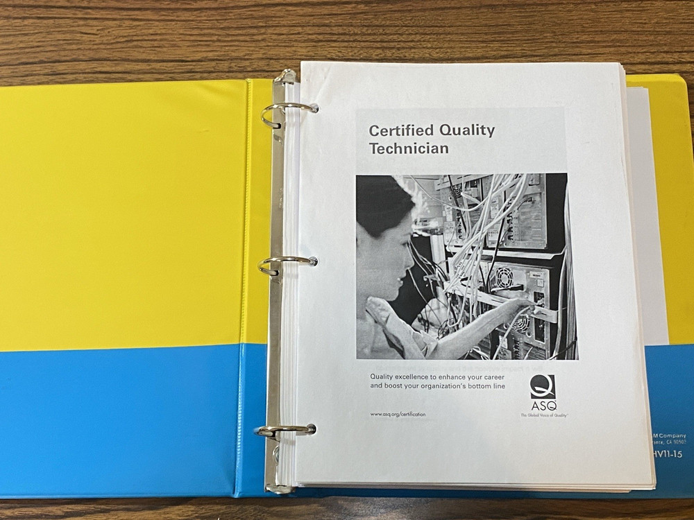 ASQ Certified Quality Technician (CQT) Training Binder – 800+ Pages from ASQ