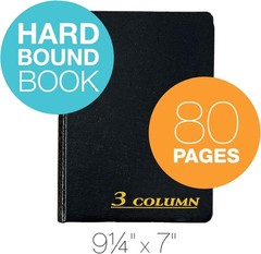 3-Column Black Account Journal, 80 Pages