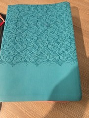 Zondervan Large Print NIV HOLY BIBLE leathersoft turquoise With Zip Open Case