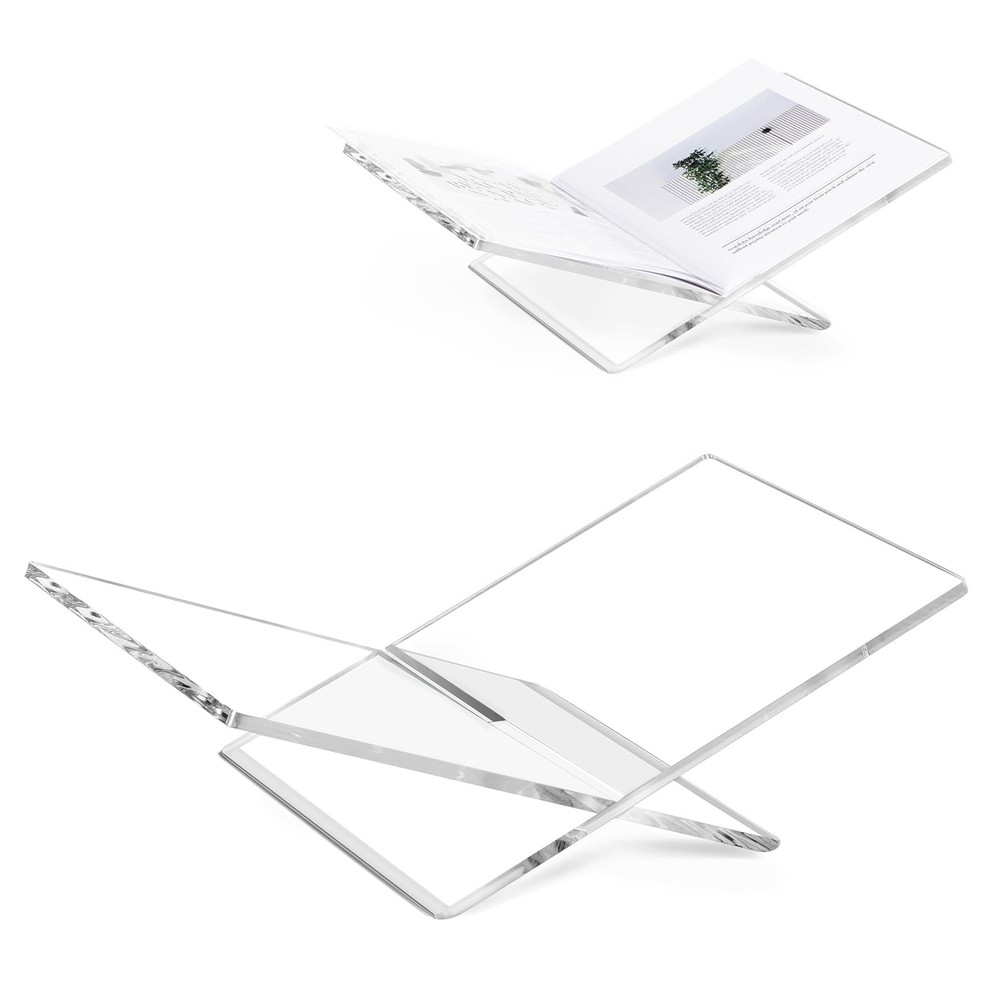 Acrylic Book Stands for Display, 15.8 x 9.5 x 4.3 in Open Bookstand, Coffee T…