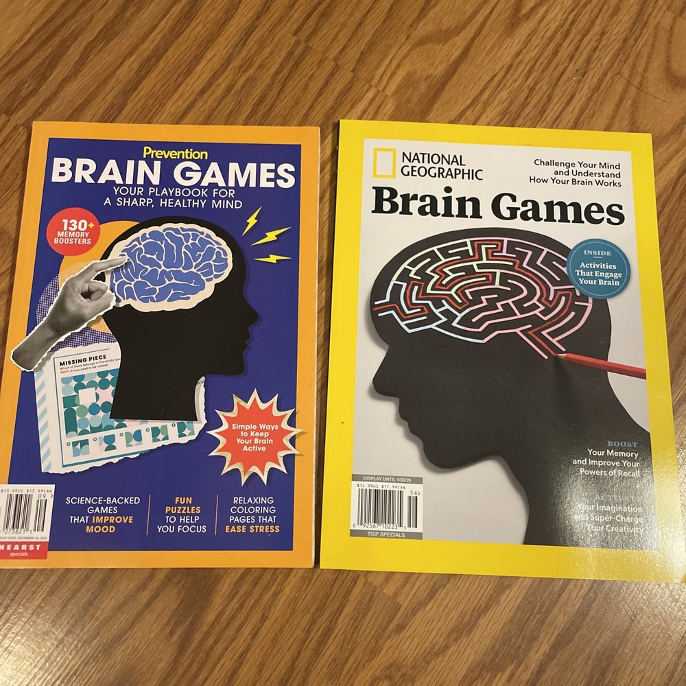2 Brain Games Magazines- Prevention And National Geographic NEW