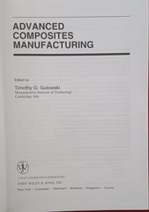 ADVANCED COMPOSITES MANUFACTURING Book by Timothy G Gutowski Year 1997 Hardcover