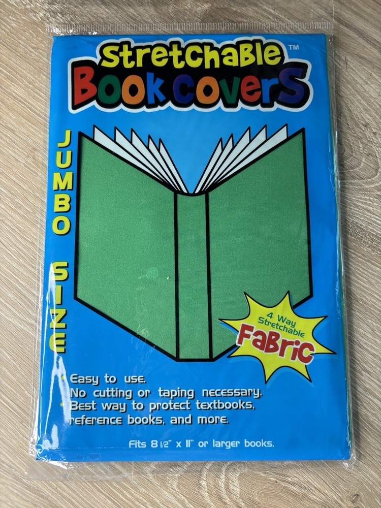 Stretcchable Book Covers Jumbo Size fits books up to 8.5 in. x 11in. GREEN